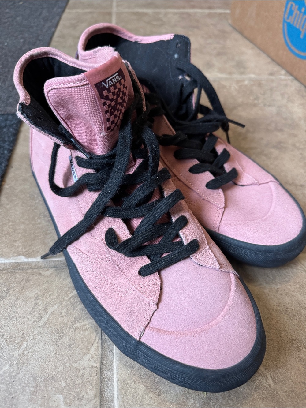 Vans Pink Suede High-Top Sneakers with Black Trim
